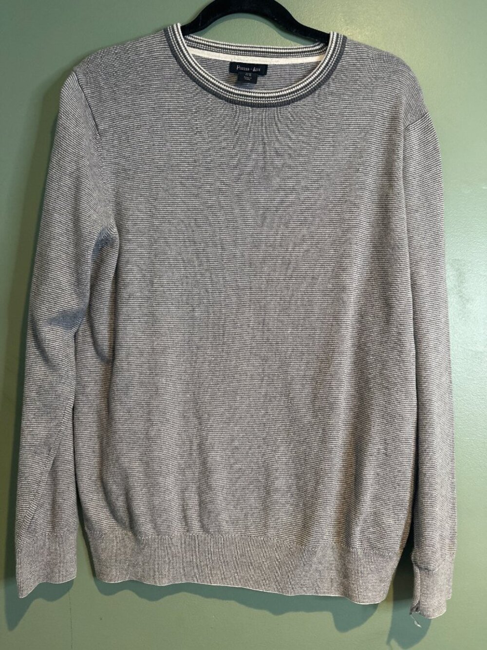 Porter + Ash Men's M Gray 100% Cotton Crewneck Sweater Lightweight Casual Knit